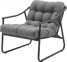 Outsunny Fotoliu de grădină scaun de grădină cu pernă detașabilă, fotoliu lounge cu cotiere, suport până la 120 kg, gri închis | Aosom Romania