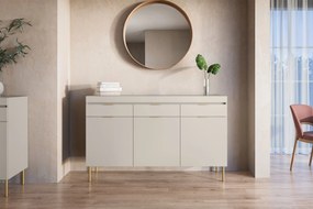 Comodă Sentia 157 cm cu trei uși și trei sertare - cașmir / auriu