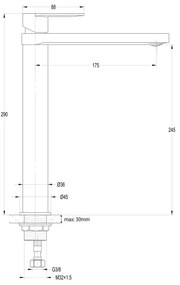 Aqualine - Baterie lavoar DAPHNE 29 cm crom lucios