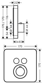 Baterie duș, Axor, ShowerSolution, termostatată, cu 2 funcții, negru cromat lucios, 36707330