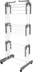Uscător de rufe Kinghoff KH 2044, 30 m, până la 30 kg, 3 niveluri, roți, oțel, alb/gri