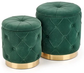 Set tabureti tapitati Polly Verde / Gold