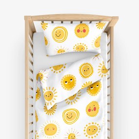 Goldea lenjerie pătuț din 100% bumbac - soarele zâmbitor 100 x 135 și 40 x 60 cm