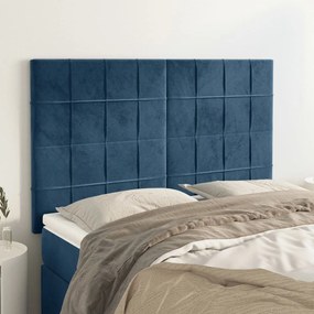 3116384 vidaXL Tăblii de pat, 4 buc, albastru închis, 72x5x78/88 cm, catifea