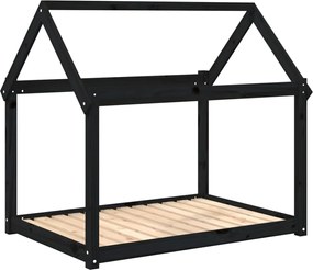 vidaXL Pat pentru câini, negru, 111x80x100 cm, lemn masiv de pin