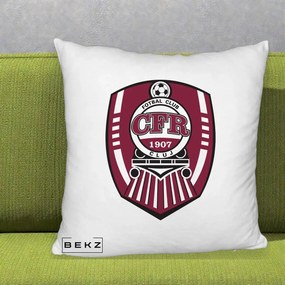 Perna Personalizata CFR Cluj Fotbal Club 1907, 40x40 cm, Alb Pufos, Husa Detasabila, Perna Inclusa, BEKZ®