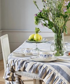 Farfurie mică decorativă vintage din ceramică, alb cu detalii albastre „Viola Bow”