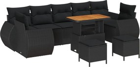 vidaXL Set de canapele pentru grădină 10 pcs Negru poliratan