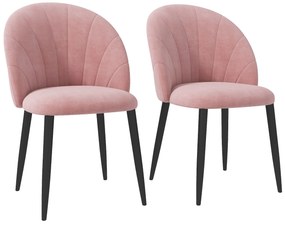 HOMCOM Set 2 Scaune Tapițate cu Design Nordic și Ergonomic, Scaune Bucatarie și Living din Catifea, 52x54x79 cm, Roz | Aosom Romania