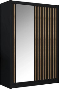 Dulap cu bara LADDER, negru/stejar craft, PAL melaminat, cu 2 usi, 150