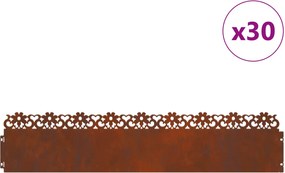 vidaXL Borduri pentru gazon 30 pcs Ruginit 103 x 0,05 x 22 cm