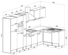 Dulap de bucătărie de colț Yorki 370, corp alb, cu față alb satinat