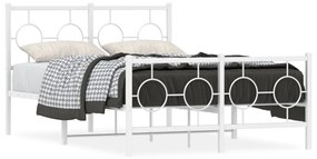 376291 vidaXL Cadru de pat metalic cu tăblie, alb, 120x200 cm