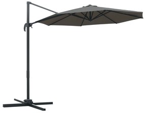 Outsunny Umbrel de Gradină cu Manivelă cu Înclinare Reglabilă, Umbrelă cu Braț și Stinghii, Ø2.95x2.5 m, Gri | Aosom Romania