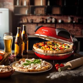 Cuptor electric pentru pizza Ariete "Pizza in 4 minute" 0909/10, 1200W, 32 cm, Pana la 400°C, 5 trepte, Placa de piatra, Acoperire antiaderenta, Rosu