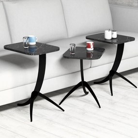 Masă pliabilă Pion Black Marble, 3 buc