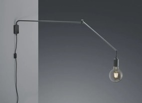 Aplică de perete negru-mat cu structură flexibilă cu alimentare la priză Line – Trio