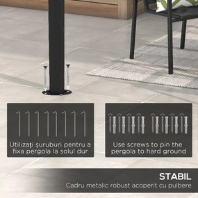 Outsunny Pergola Exterior 3x4m Cadru Metalic Protecție Solară pentru Grătar Terasă Verandă Gri | Aosom Romania