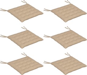 Outsunny Set de 6 Perne pentru Scaune de Dining 40x40 cm 6 Bucăți Perne pentru Scaune de Grădină Matlasate cu Benzi Kaki | Aosom Romania