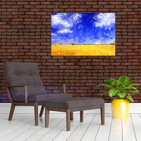 Tablou - Pictură în ulei, câmp auriu (90x60 cm)