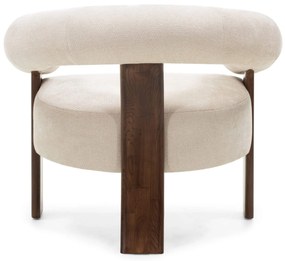 Fotoliu design crem KOKEI ALIA, decor nuc
