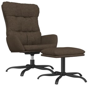3097586 vidaXL Scaun de relaxare cu taburet, maro, textil