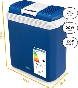 Lada electrica frigorifica First Austria FA-5170-4-BU, 58W, 24 l, Clasa E, 2 moduri, Separator intern, 12/220/240 V, Albastru/alb