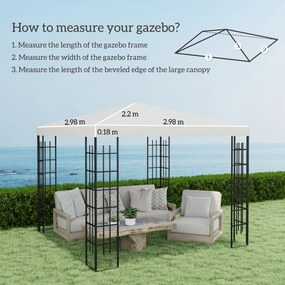 Outsunny 3 x 3 m Ersatzplane pentru pavilion, pânză pentru pavilion de grădină, cu găuri de drenaj, protecție UPF30+, Gri deschis | Aosom Romania