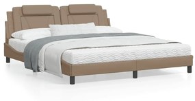 3208114 vidaXL Cadru de pat cu tăblie, cappuccino, 180x200 cm, piele ecologică