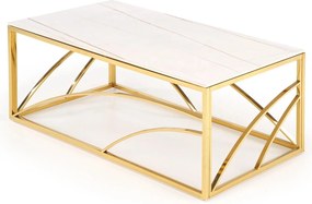 Masuta cafea UNIVERSE 3, alb/auriu, ceramica/metal, 120x60x40 cm