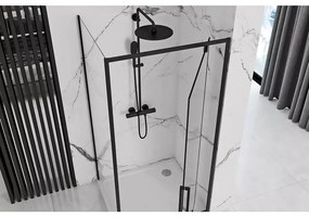 Cabina de dus patrata cu usa batanta si 2 pereti ficsi Rea Rapid Swing 100x100 negru