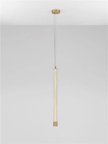 Lustra, Pendul tubular din travertin Muse metal auriu