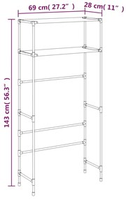 Raft depozitare masina spalat 2 niveluri gri 69x28x143 cm fier Gri