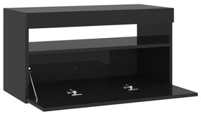 Comoda TV cu lumini LED, negru extralucios, 75x35x40 cm 1, negru foarte lucios, 75 x 35 x 40 cm