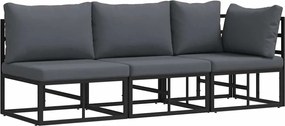 vidaXL Mobilier pentru Exterior 3 Bucată Negru și antracit Metal