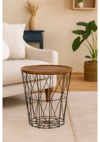 Măsuță din sârmă cu blat din MDF 37 x 39 cm, negru