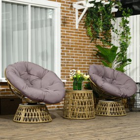Outsunny Set de bistro pentru balcon, set de terasă, set rezistent la intemperii, perne detașabile, 85 cm x 70 cm x 82 cm, Natural + Maro deschis | Aosom Romania
