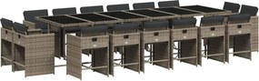 vidaXL Set mobilier de grădină cu perne, 17 piese, gri, poliratan