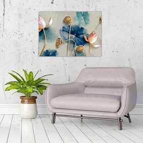 Tablou pe sticlă cu flori (70x50 cm)