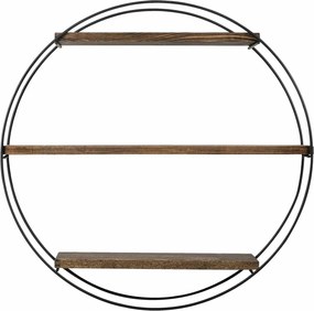 Raft TULIPA, nuc/negru, lemn/metal, 60x15x60 cm