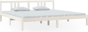 vidaXL Cadru de pat, alb, 200x200 cm, lemn masiv de pin