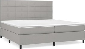 vidaXL Pat box spring cu saltea, gri deschis, 200x200 cm, textil