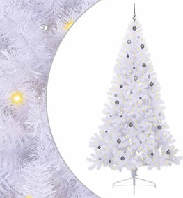 vidaXL Brad de Crăciun artificial cu 300 LED Alb 240 cm PVC și Oțel