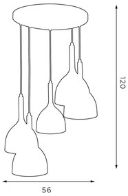 Lustră pe cablu NOAK 5xE27/60W/230V albă