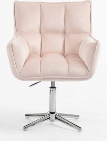 HR560CROSS Scaun Catifea Roz Pudra cu Bază Cromata