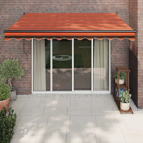vidaXL Copertină retractabilă portocaliu/maro 3x2,5 m, textil/aluminiu