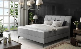 Pat boxspring tapitat cu lada de depozitare, 180X200 cm, Aderito, Eltap (Culoare: Gri)