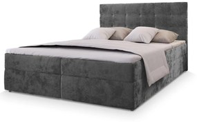 Pat boxspring tapițat GLORIEN VELVET 160x200 cm gri Saltea: Matrace Bonell pružinová