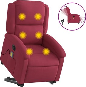 vidaXL Fotoliu de masaj electric rabatabil roșu vin catifea