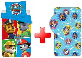 Patrula Cățelușilor set de lenjerie de pat și cearșaf cu elastic